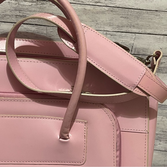 NWOT McKlein Pink Leather Laptop Protection Breifcase w/Shoulderstrap - Picture 4 of 11